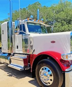 White Peterbilt Semi Truck Diamond Painting