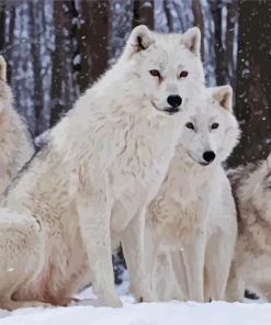 White Wolves In Snow Diamond Painting
