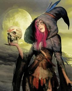 Witch Gothic Girl Skull Diamond Painting