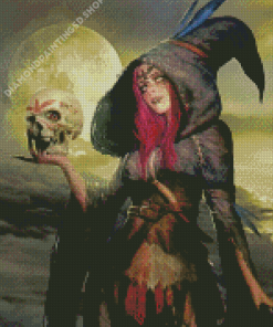 Witch Gothic Girl Skull Diamond Painting