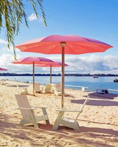 Chairs And Umbrellas At Toronto Beach Diamond Painting