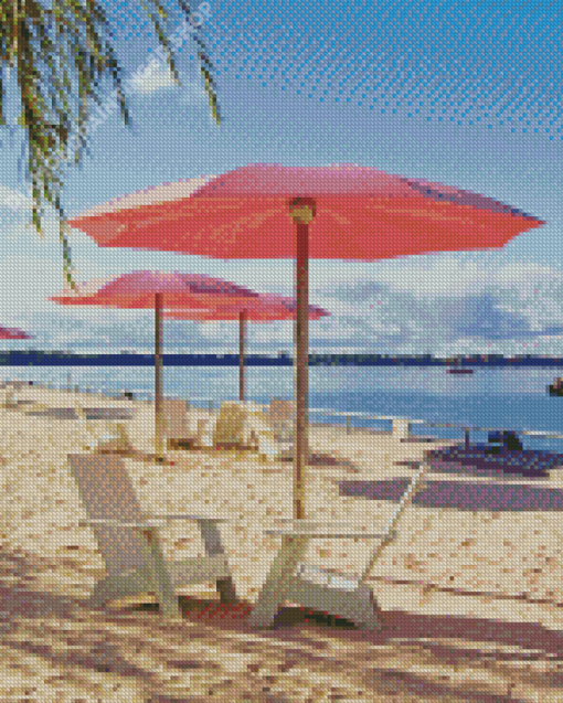 Chairs And Umbrellas At Toronto Beach Diamond Painting