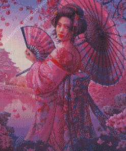 Chinese Girl With Hand Fan Diamond Painting