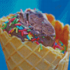 Chocolate Ice Cream Cone With Sprinkles Diamond Painting