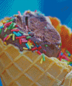 Chocolate Ice Cream Cone With Sprinkles Diamond Painting