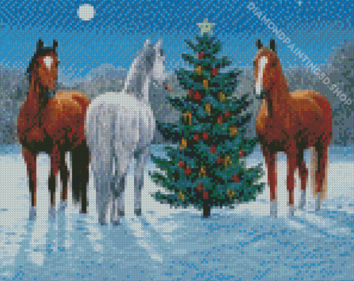 Christmas Horses Diamond Painting