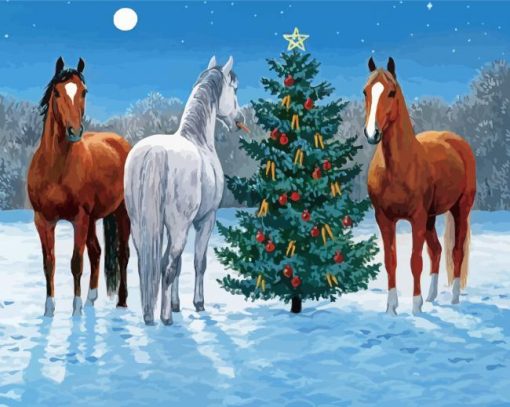 Christmas Horses Diamond Painting