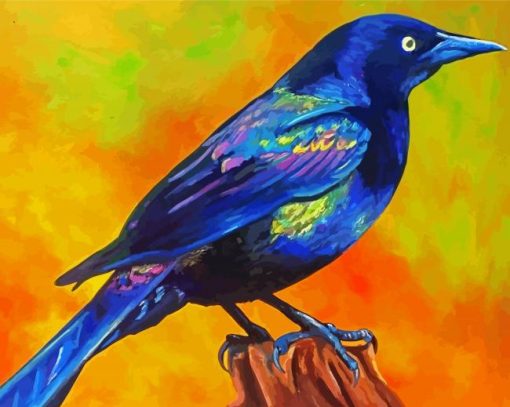 Common Grackle Bird Art Diamond Painting