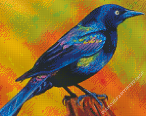 Common Grackle Bird Art Diamond Painting