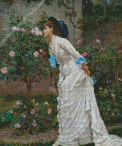 Girl And Roses By Auguste Toulmouche Diamond Painting