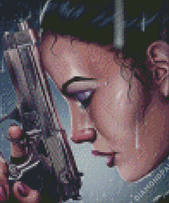 Lady With Gun Art Diamond Painting