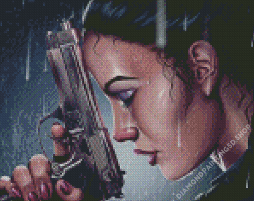 Lady With Gun Art Diamond Painting