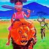 Black Girl With Lion Diamond Painting