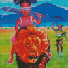 Black Girl With Lion Diamond Painting