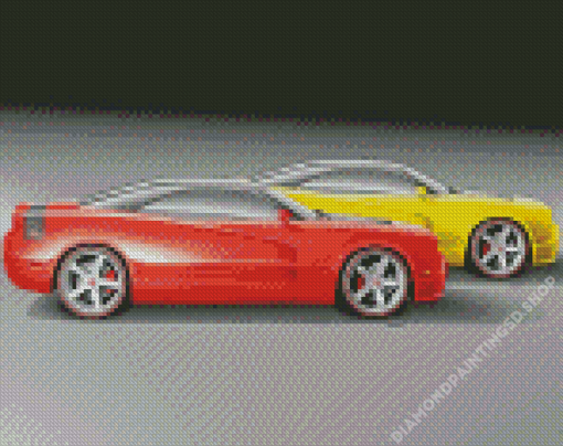 Red And Yellow 2010 Dodge Charger Diamond Painting