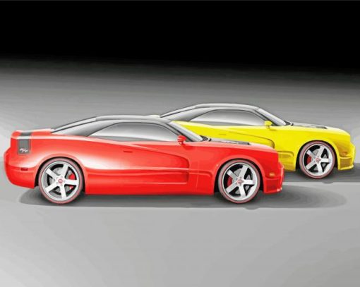 Red And Yellow 2010 Dodge Charger Diamond Painting