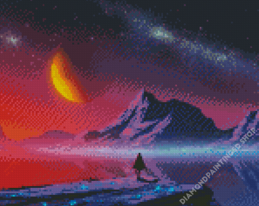 Sky At Night With Stars Illustration Diamond Painting