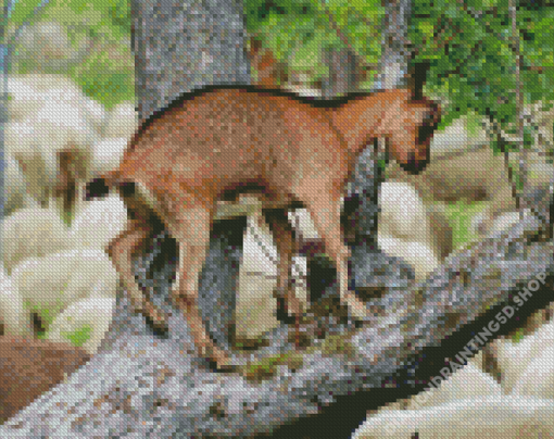 Tree Goat Animal Diamond Painting