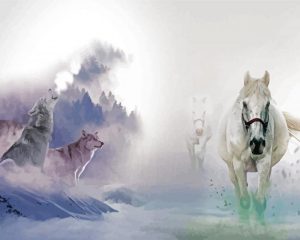 Wolves And Horses Diamond Painting