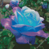 Aesthetic Blue And Purple Flower Rose Diamond Painting