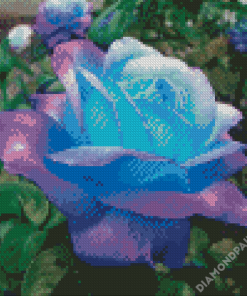 Aesthetic Blue And Purple Flower Rose Diamond Painting
