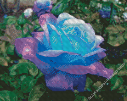 Aesthetic Blue And Purple Flower Rose Diamond Painting