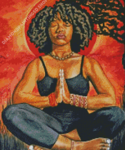 Black Woman Yoga Diamond Painting
