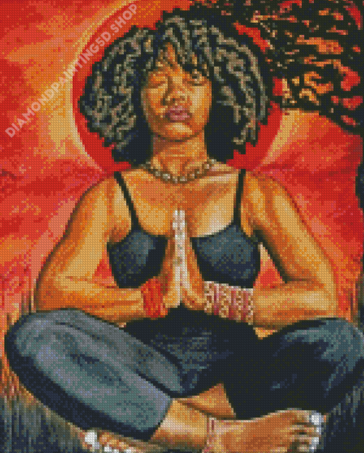 Black Woman Yoga Diamond Painting