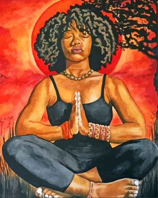 Black Woman Yoga Diamond Painting