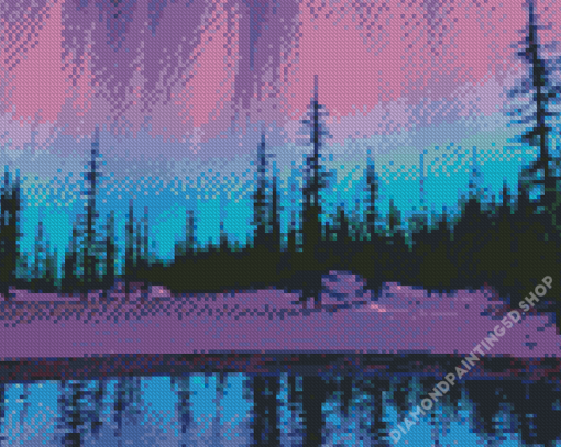 Blue And Purple Aurora Diamond Painting