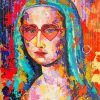 Abstract Mona Lisa with Glasses Diamond Painting