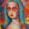 Abstract Mona Lisa with Glasses Diamond Painting