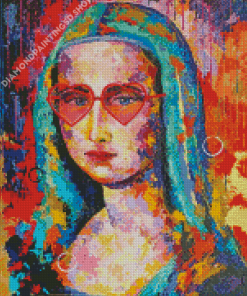 Abstract Mona Lisa with Glasses Diamond Painting