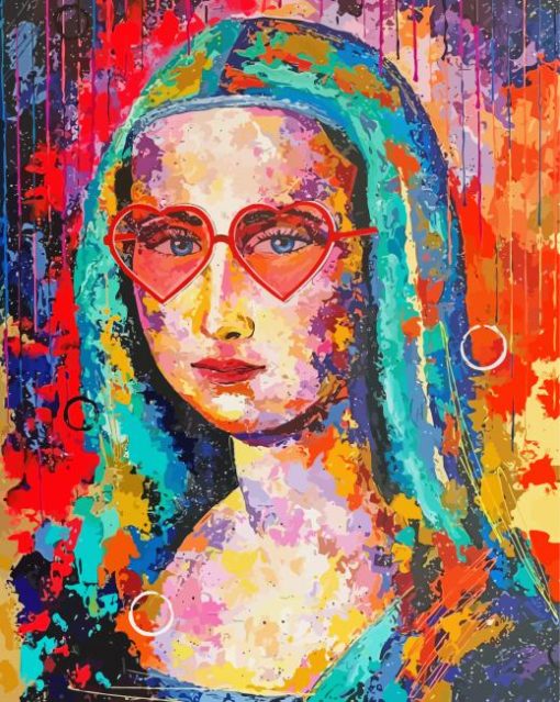 Abstract Mona Lisa with Glasses Diamond Painting