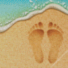 Beach Footprints In The Sand Diamond Paintings