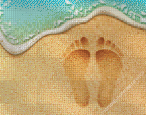 Beach Footprints In The Sand Diamond Paintings