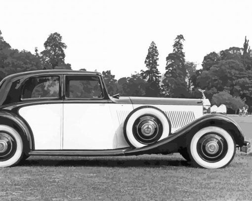 Black And White Vintage Rolls Royce Diamond Painting