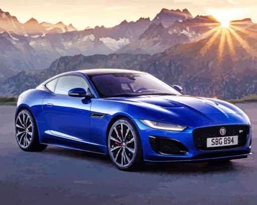 Jaguar F Type Blue Car Diamond Painting