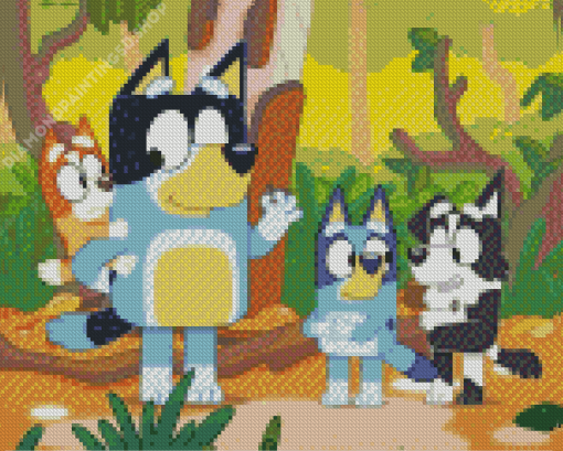 Bluey Bandit Bingo In Forest Diamond Painting