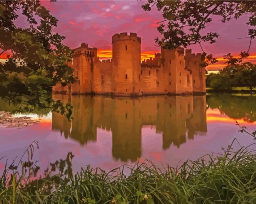 Bodiam Castle Sunset Diamond Painting