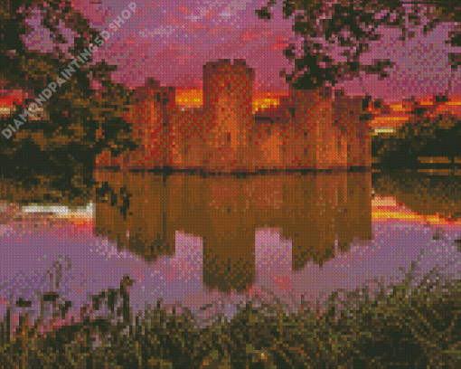 Bodiam Castle Sunset Diamond Painting