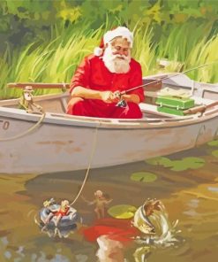 Christmas Santa Fishing Diamond Painting