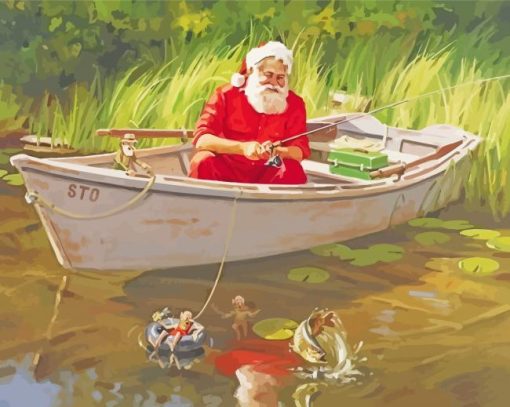 Christmas Santa Fishing Diamond Painting