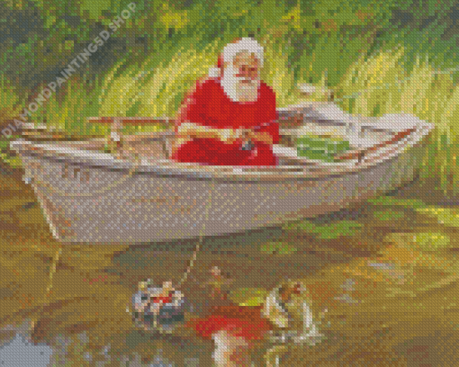 Christmas Santa Fishing Diamond Painting