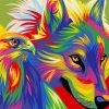 Colorful Wolf And Eagle Diamond Painting