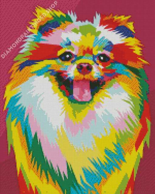 Colorful Pomeranian Pop Art Diamond Painting