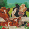 Cows By Fence Diamond Paintings