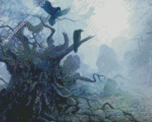 Creepy Forest Ravens Diamond Painting