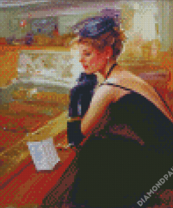 Elegant Lady In Black Dress Diamond Paintings