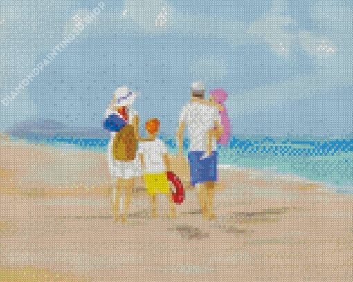 Family Beach Day Diamond Painting